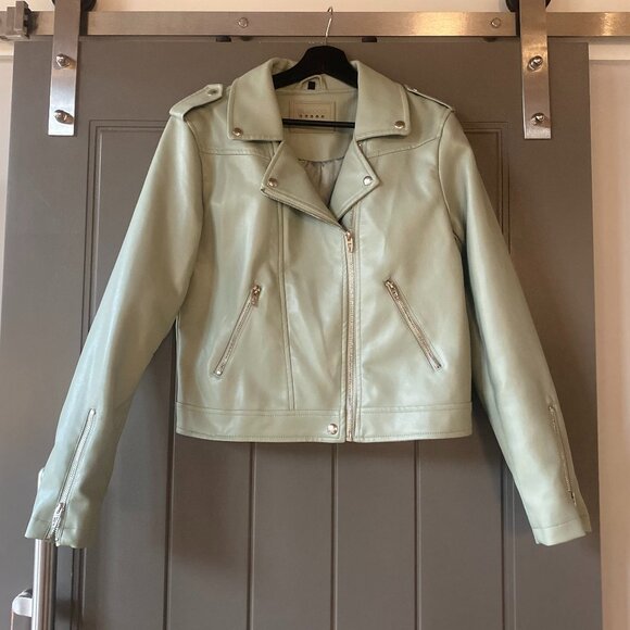Blank NYC Sage Green Vegan Leather Motorcycle Jacket - Picture 3 of 5